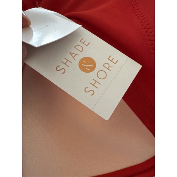 Women's Elastic Trim Triangle Bikini Top Shade & Shore Red size 38D Halter New - Picture 6 of 13